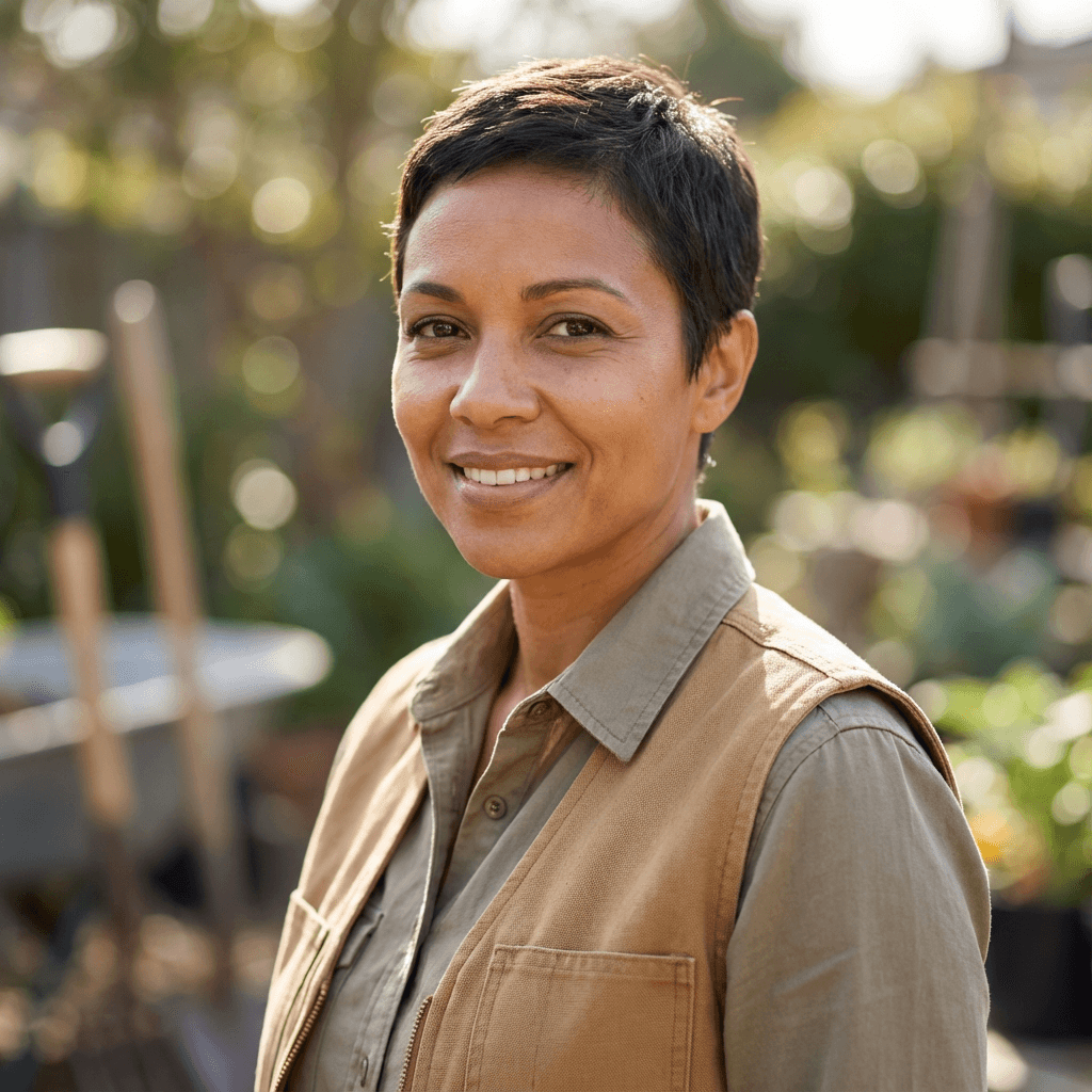 Janice Brown in her backyard