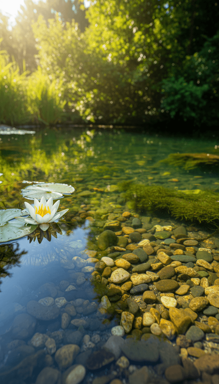 Clear pond water after professional cleaning
