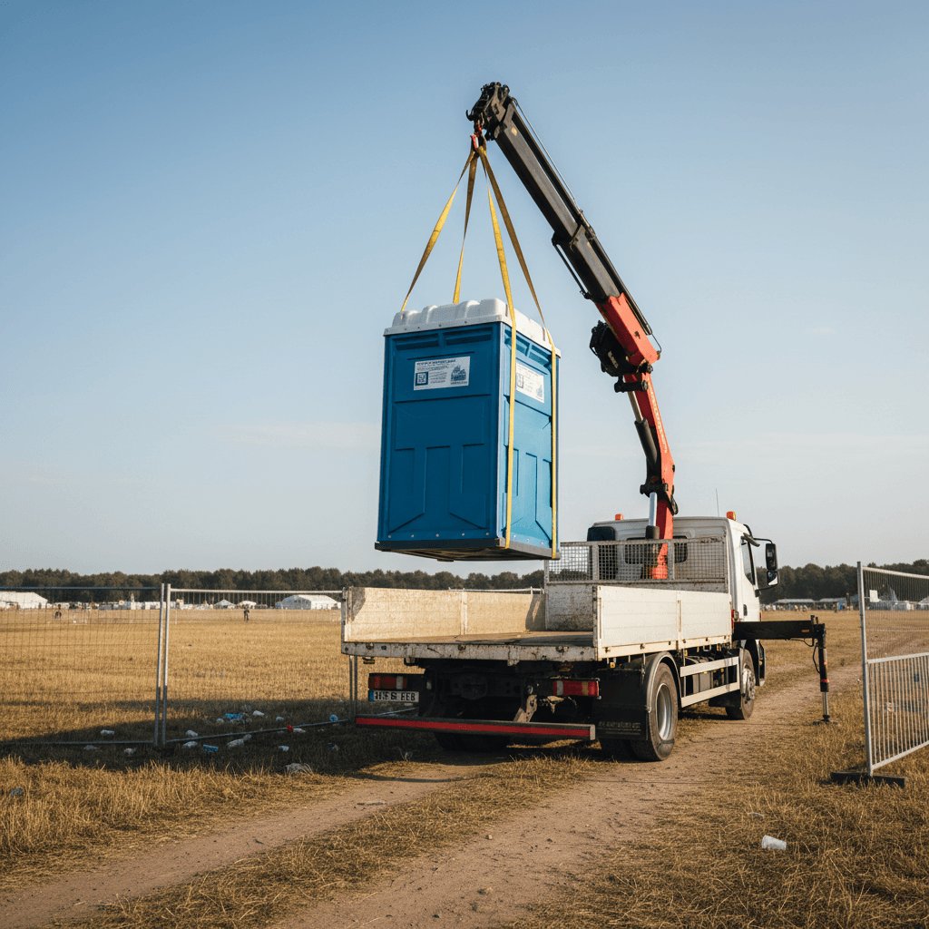 Pickup of a portable toilet from Central Cesspool Ltd
