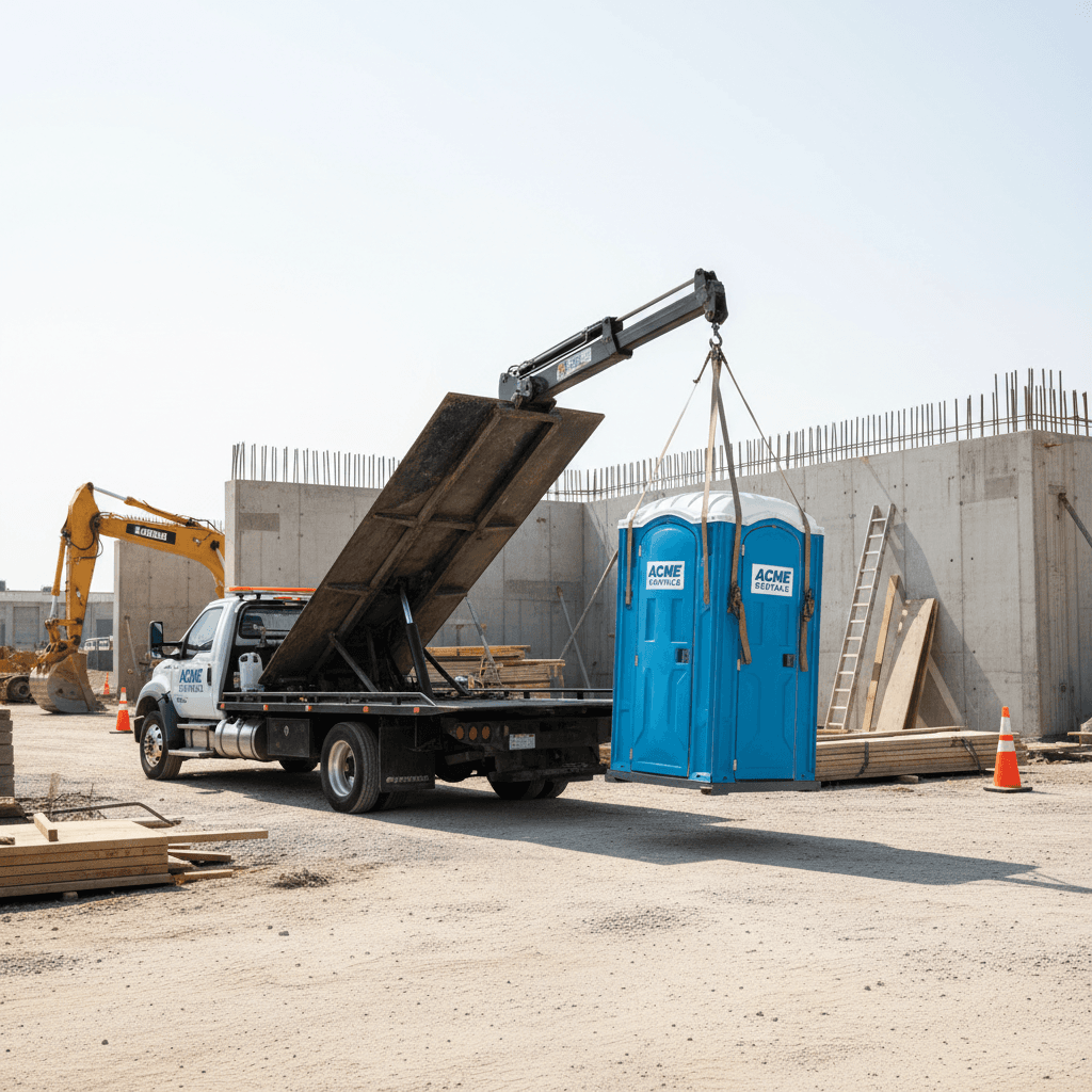 Delivery of a portable toilet from Central Cesspool Ltd