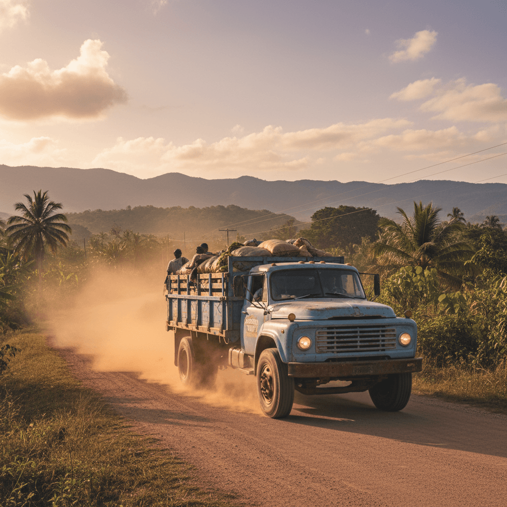 Truck on rural road